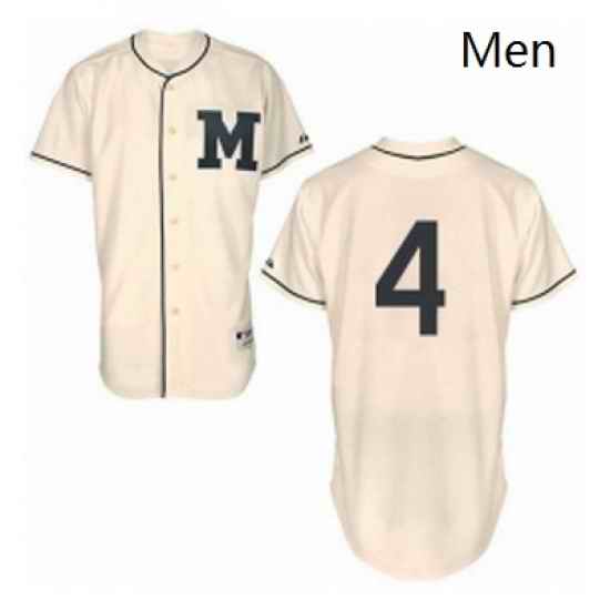 Mens Majestic Milwaukee Brewers 4 Paul Molitor Authentic Cream 1913 Turn Back The Clock MLB Jersey